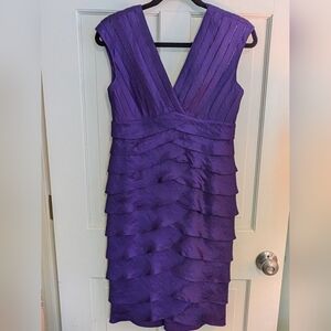 Adrianna Papell purple layered ruffle dress, size 6